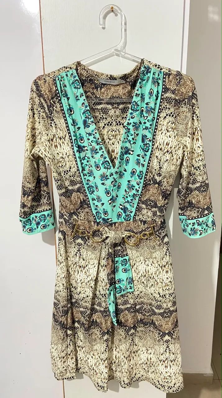 Vestido midi Roche Blue com cristais(One up)