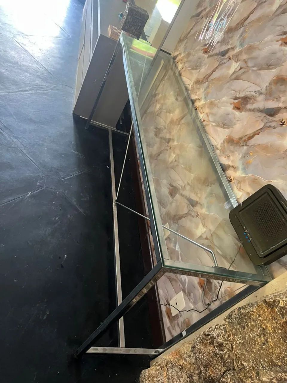 Glass and Steel Sideboard