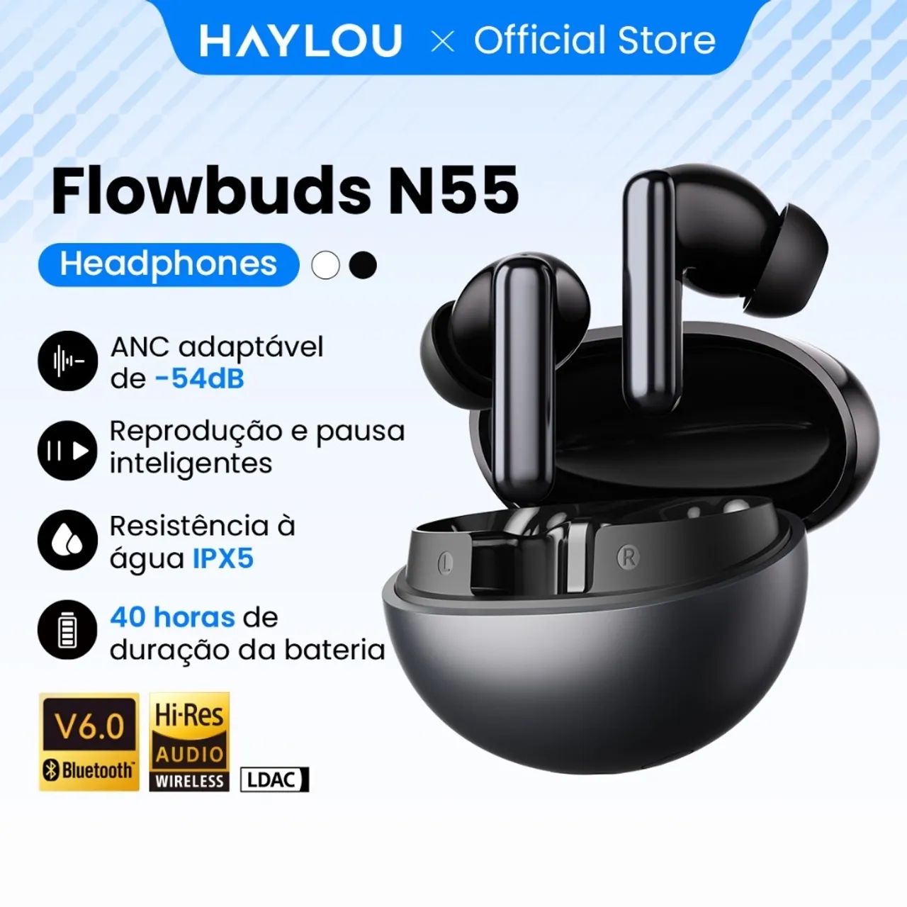 Fone bluetooth Haylou FlowBuds N55 - Novo - Foto 5