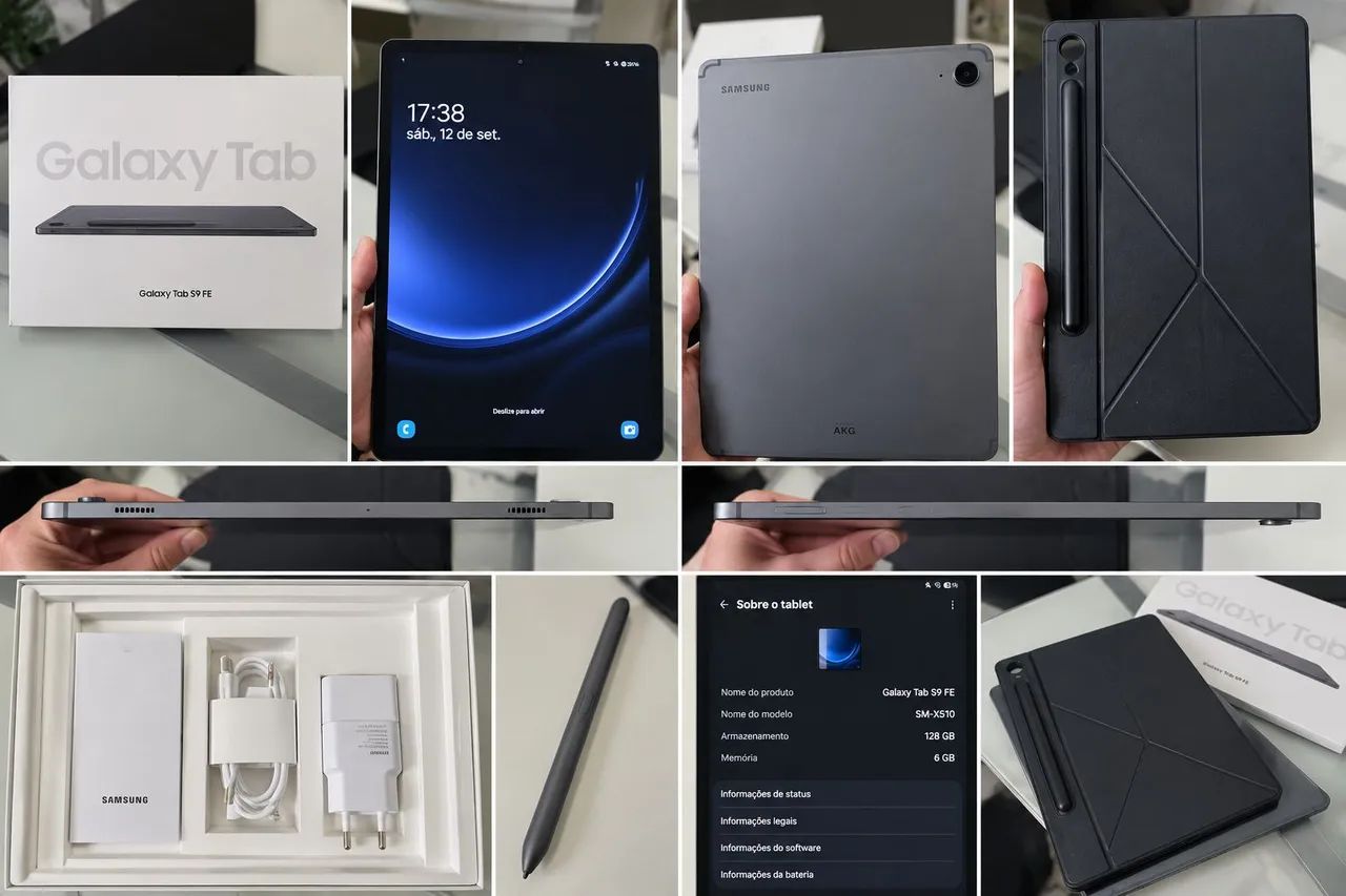 Samsung Galaxy Tab S9 FE 128GB 6GB + S Pen + Capa + Caixa