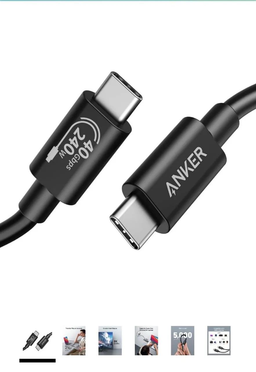 Anker USB-C 240W Cabo de Transferência Dados e Carregamento