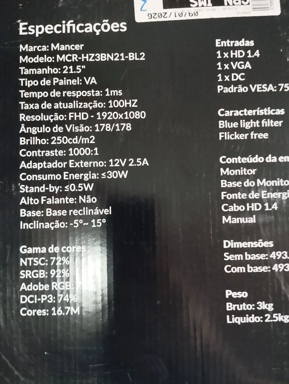 Monitor Gamer Mancer Horizon Z3B, 21.5 Pol, VA, FHD, 1ms, 100Hz, HDMI/VGA, MCR-HZ3BN21-BL2 - Foto 5