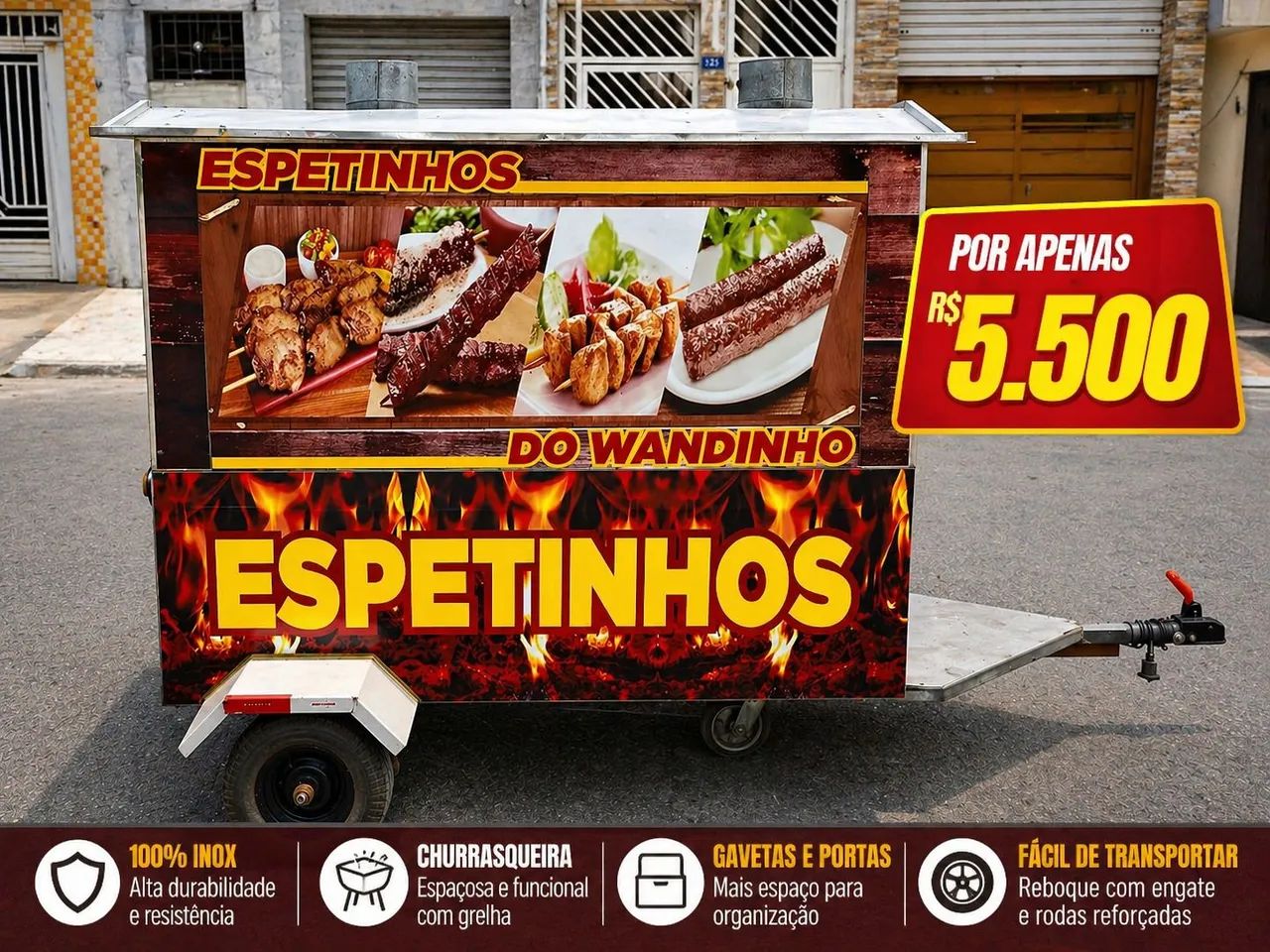 Carrinho de espetinho, aceitamos proposta e cartão. - Foto 4