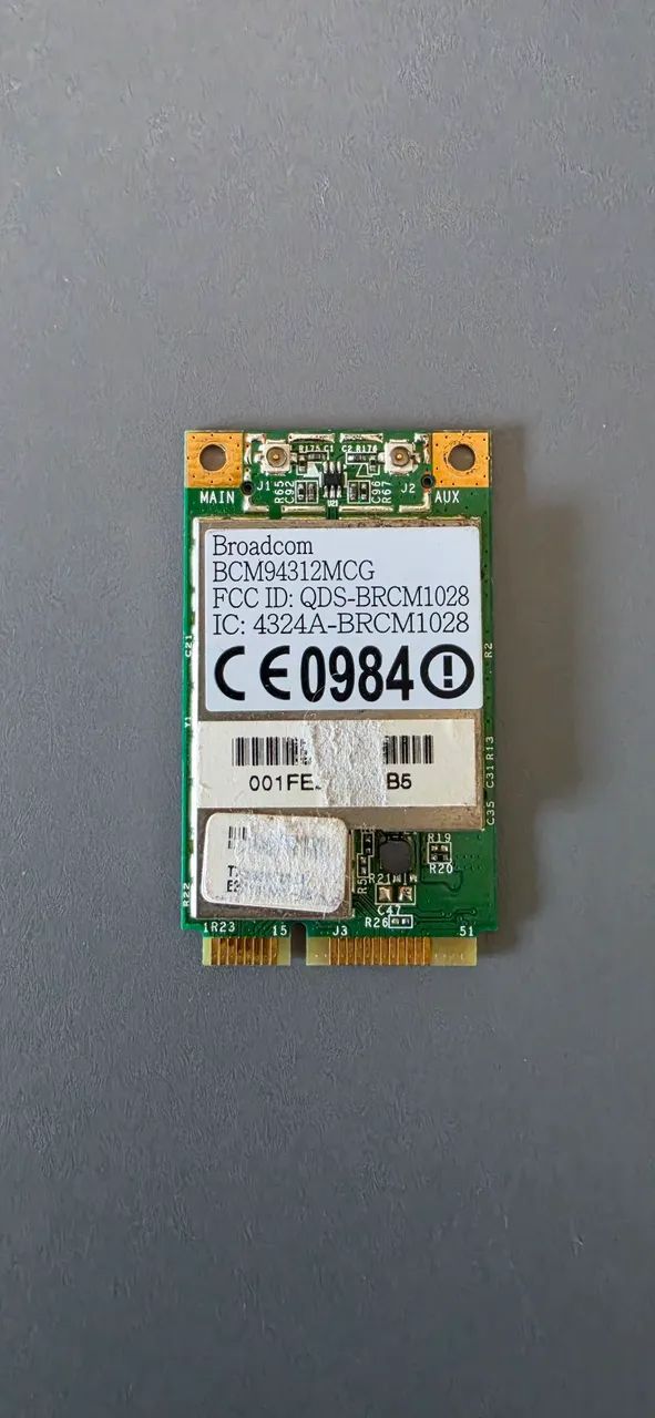 Placa de rede sem fio (Wi-Fi) Mini PCI Express marca Broadcom, modelo BCM94312MCG