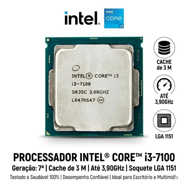 PROCESSADOR INTEL® CORE i3-7100 CACHE DE 3 M, ATÉ 3,90GHZ LGA 1151