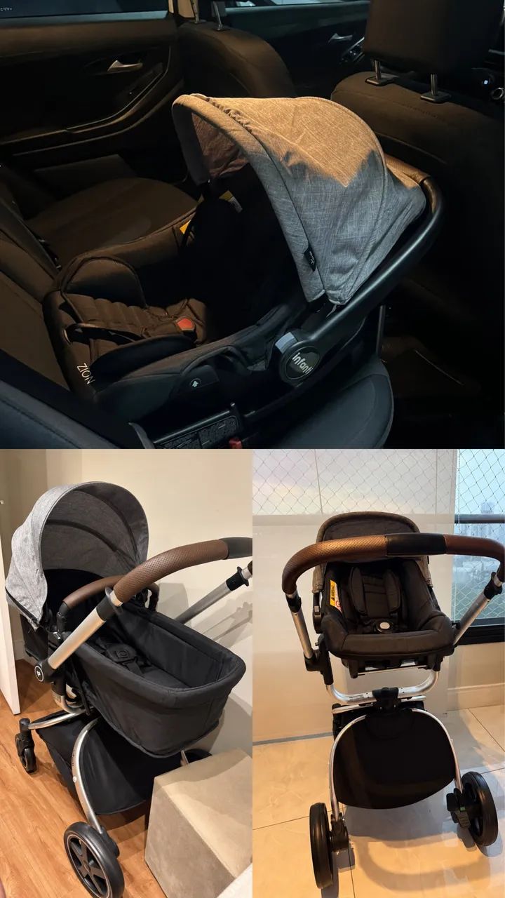 Carrinho de bebê com bebê conforto e base para carro  - Foto 3