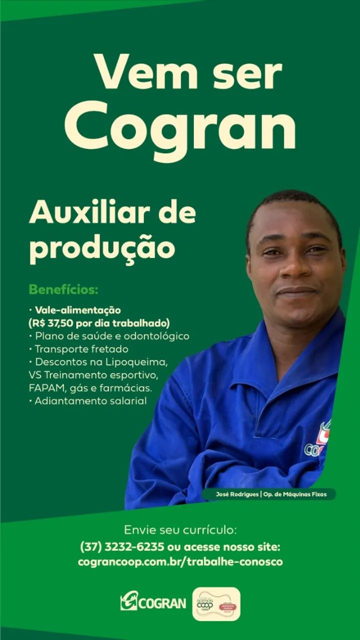 Vaga Auxiliar de Produção