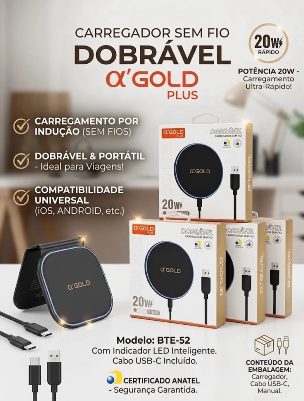 Carregador por Indução iPhone e Android 