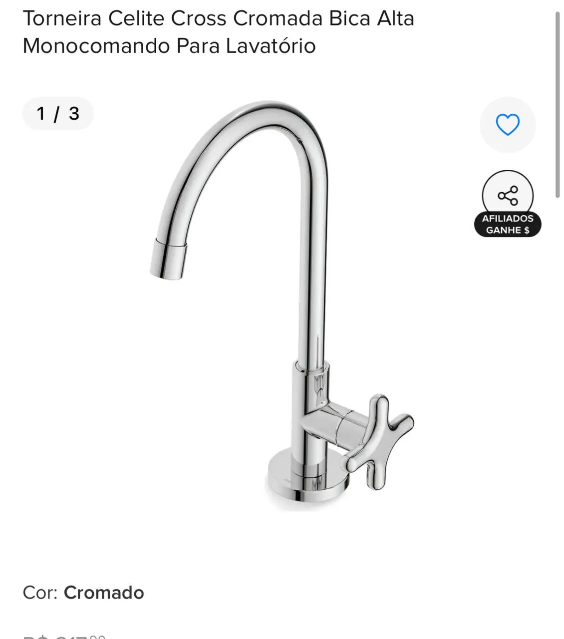 Torneira bica alta Celite Cross