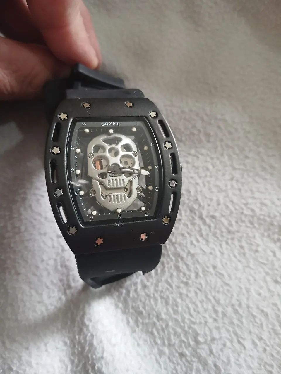 Relógio Sonne Skull Black Masculino Estilo Richard Mille - Com Estojo - Foto 5