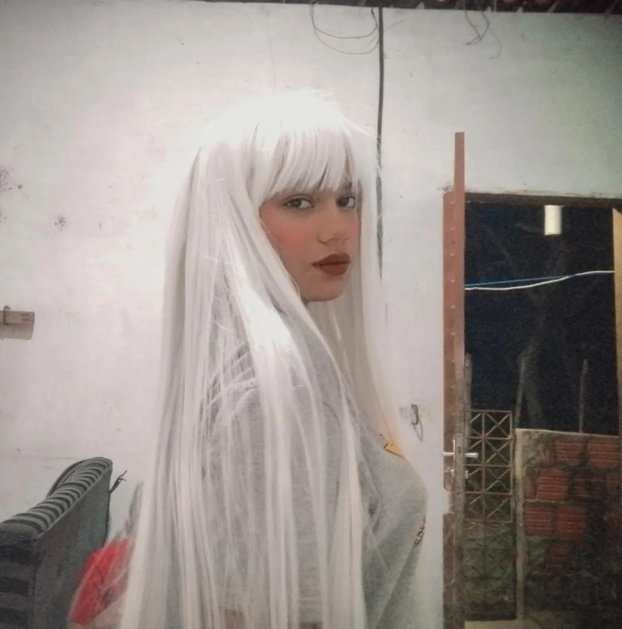Peruca branca Cosplay 
