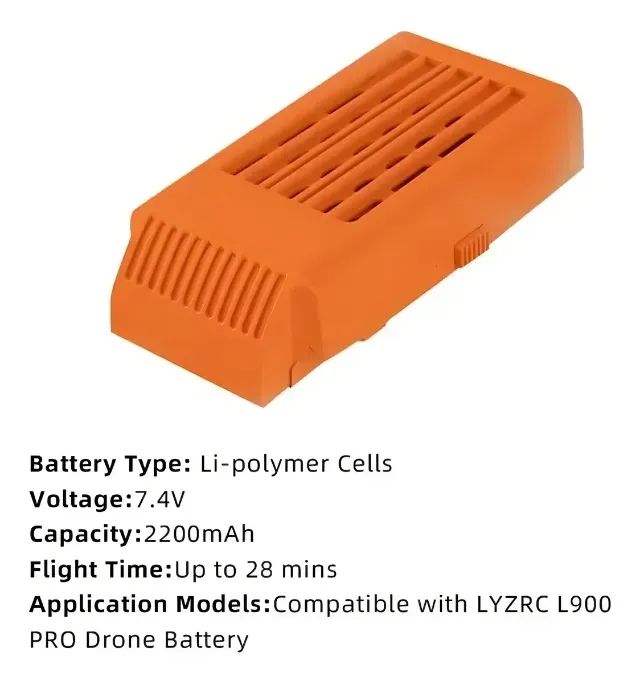 Bateria Drone L900 Pró Max 7.4v 2200mah Cor Laranja - Foto 3