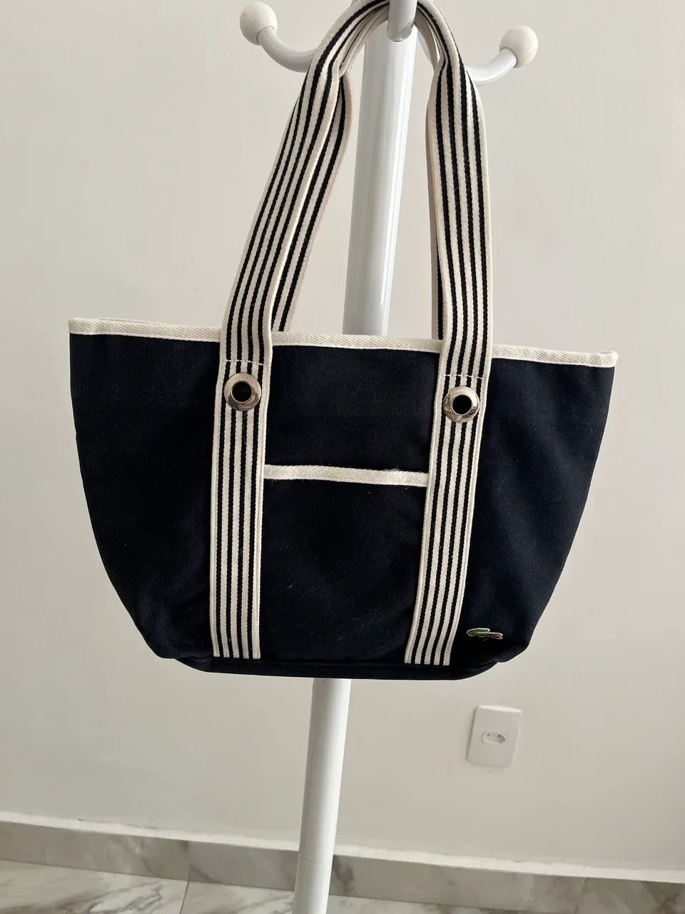 Bolsa tecido preta Lacoste 