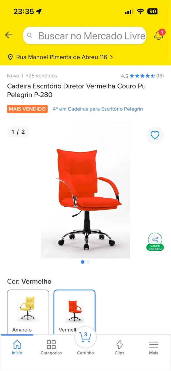 Cadeira de escritório vermelha - Foto 3
