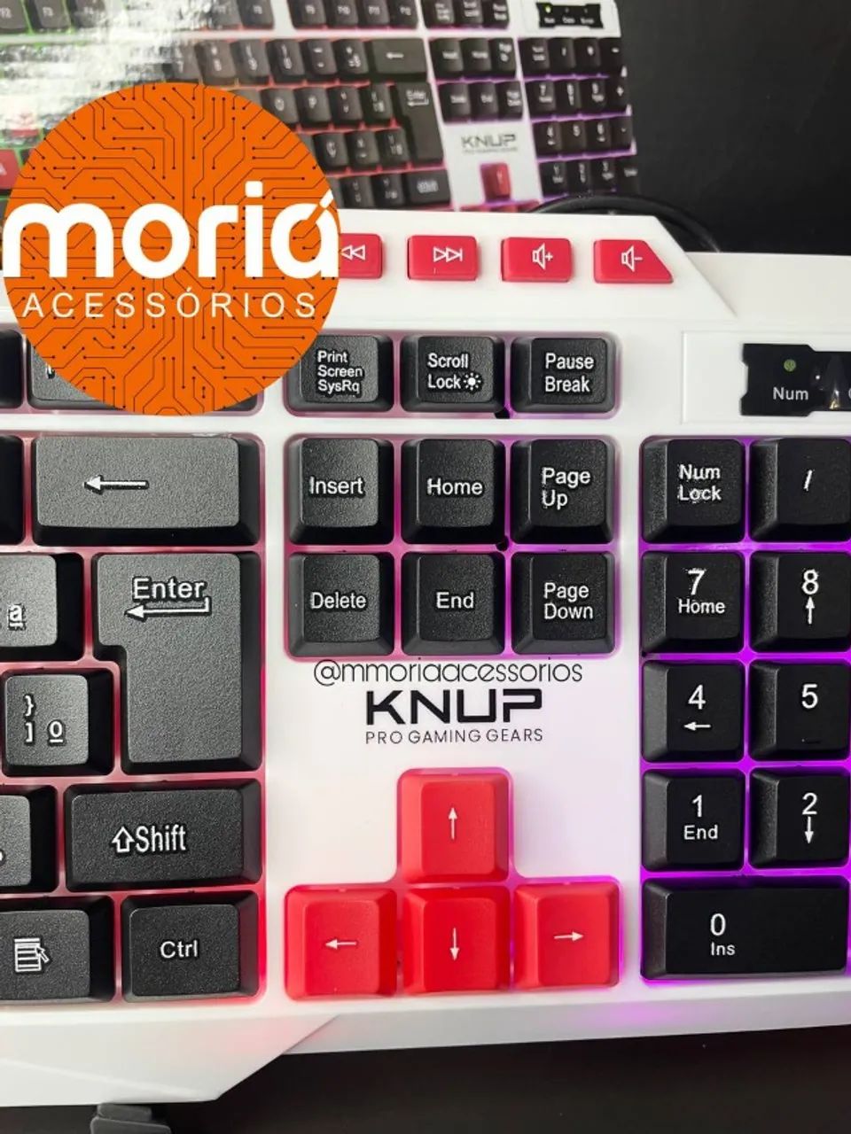 Teclado Gamer Fio USB Teclas de Atalho Multimídia Led Rgb Cor Branco Knup Kp-TE120 - Foto 3