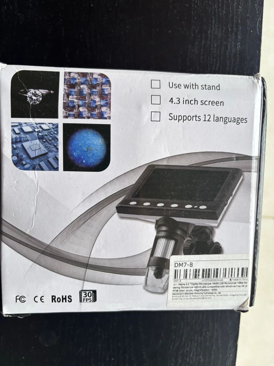 Microscópio digital tela de 4.3 polegadas 