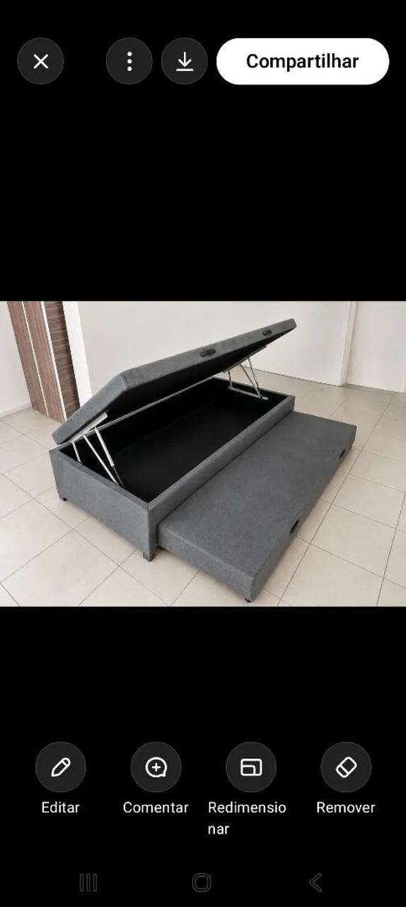 Cama.box solteiro com cama auxiliar e baú 