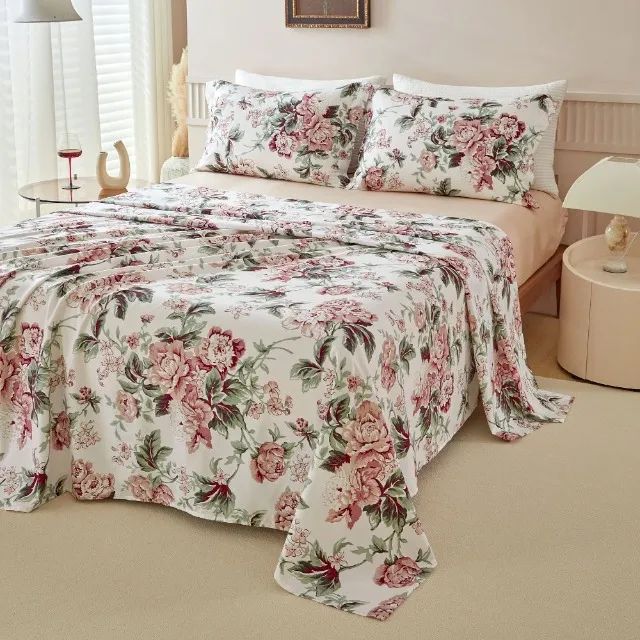jogo de cama estampa roses 200 fios 4 peças queen - Foto 2