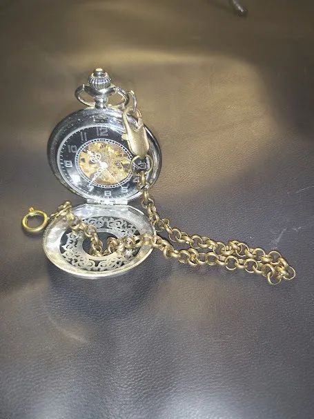 Relógio De Bolso Mecânico A Corda Esqueleto Estilo 6497 - Foto 5
