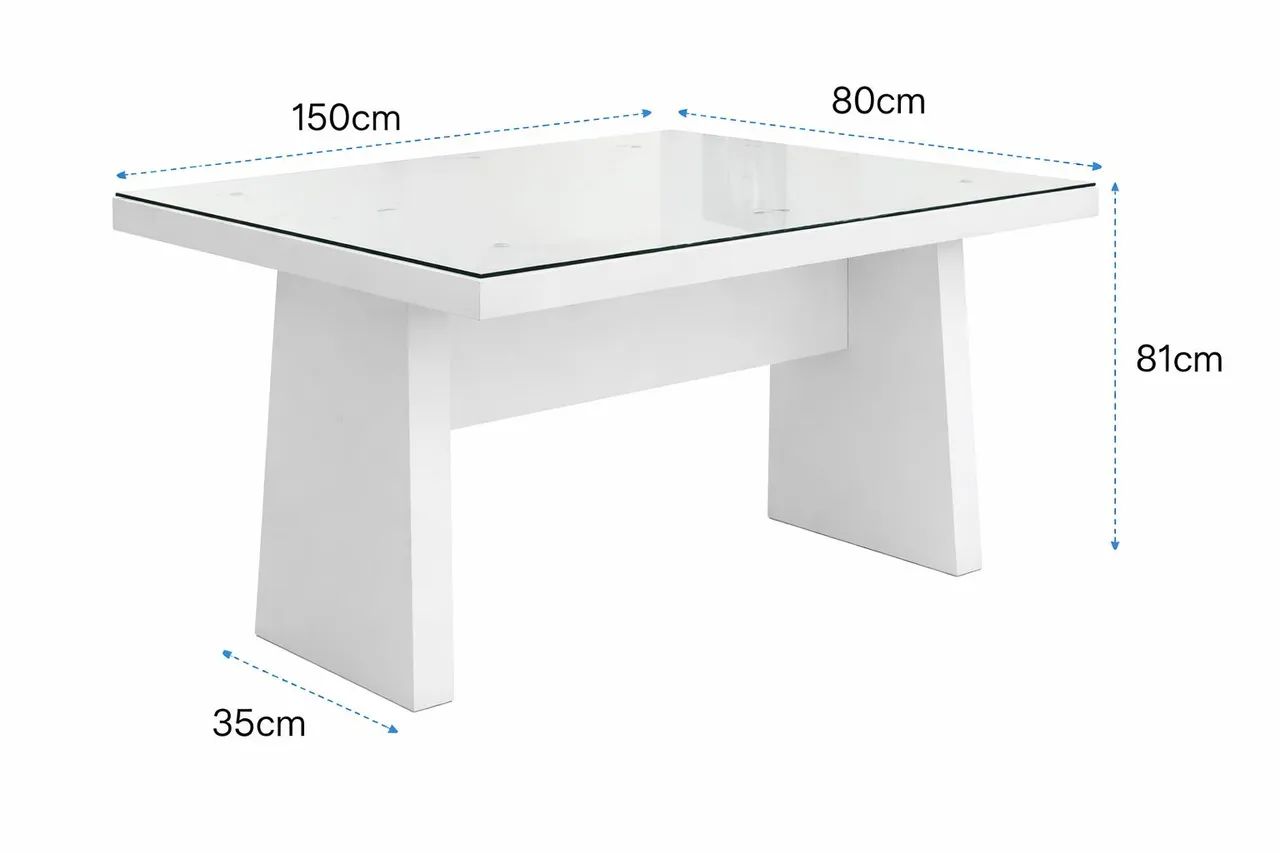 Mesa de Jantar Moderna com Tampo de Vidro 150x80 - Design Elegante