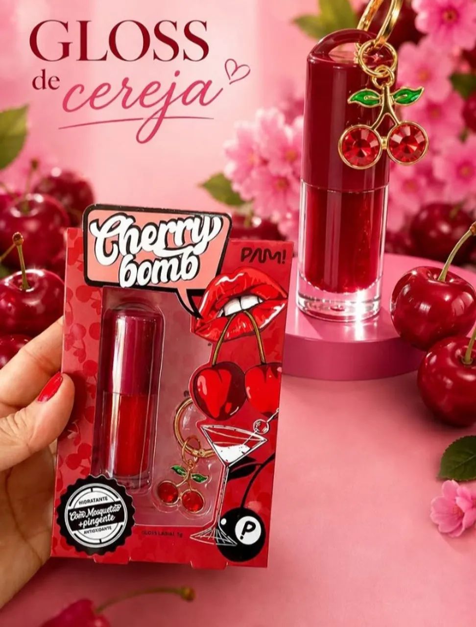 Kit 2 Gloss Cherry Bomb de Cereja e Lip Bunny Chocolate  - Foto 2