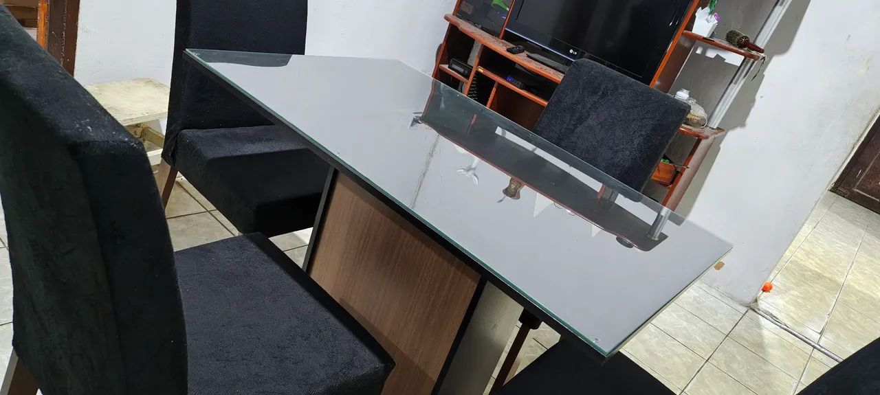 Conjunto sala de jantar Madesa Zion com tampo de vidro - Foto 4