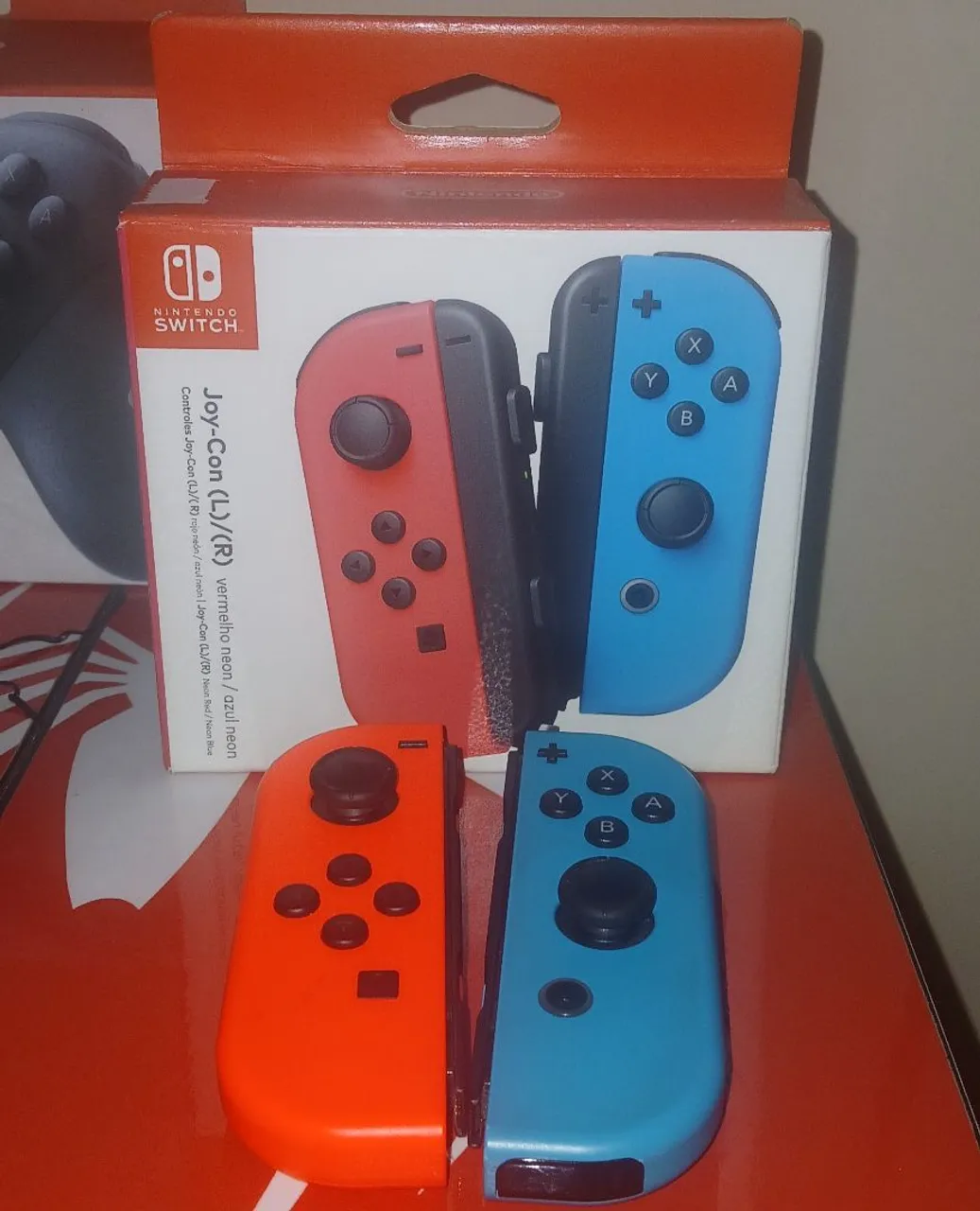 Nintendo Switch Joy-Con Original Vermelho Azul Neon Sem Fio
