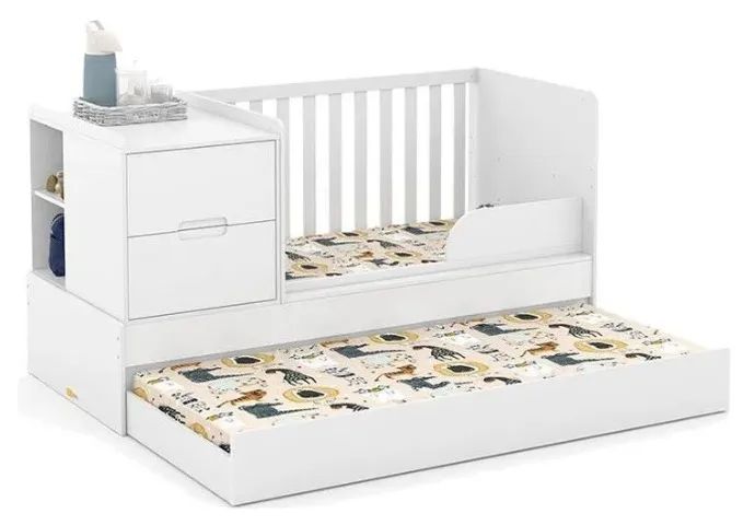 Berço multifuncional com 2 gavetas, cômoda e cama - Branco - Matic - Formare - Foto 4