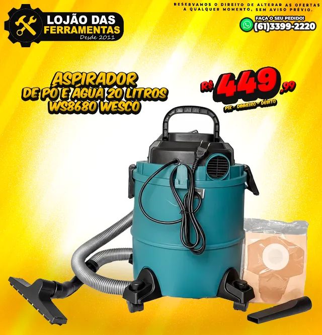 Aspirador de Pó e Água 20 Litros WS8680 Wesco