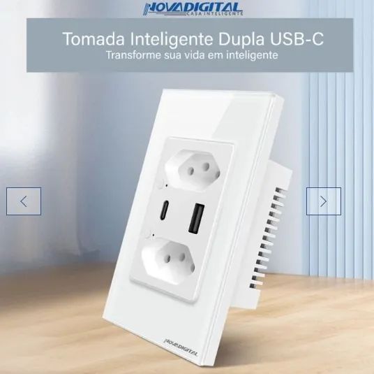 Tomada Inteligente Wifi Novadigital Dupla 20A e 10A Usb + USB-C - Foto 2