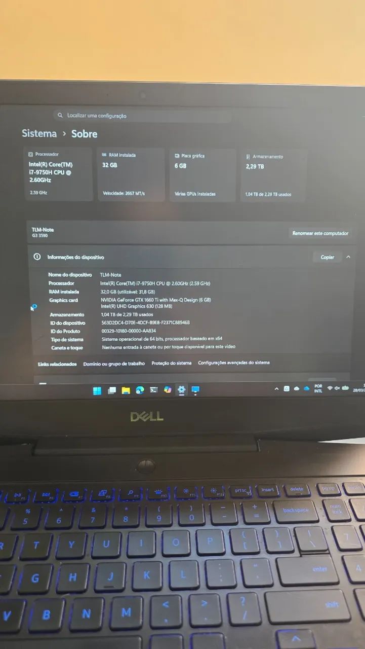 Notebook Dell G3 | i7 | 32GB RAM | GTX 1660 Ti | SSD - Foto 2