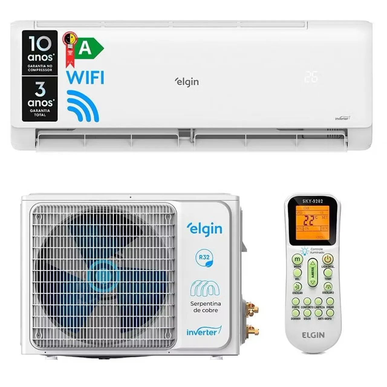 Ar Condicionado Inverter LACRADO Eco II Elgin 18.000BTUs Frio com Nota Fiscal