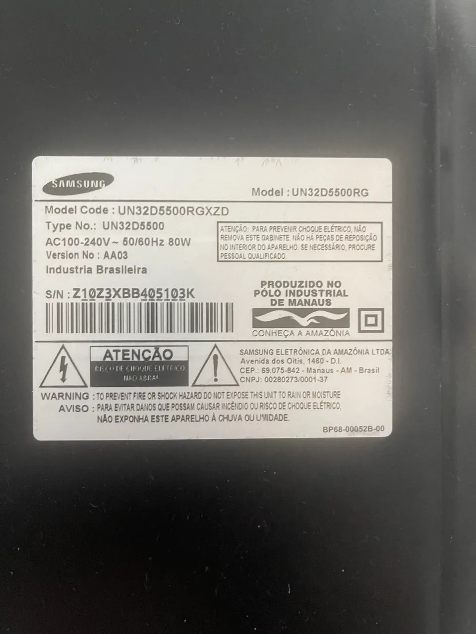 Tv Samsung 32 defeito