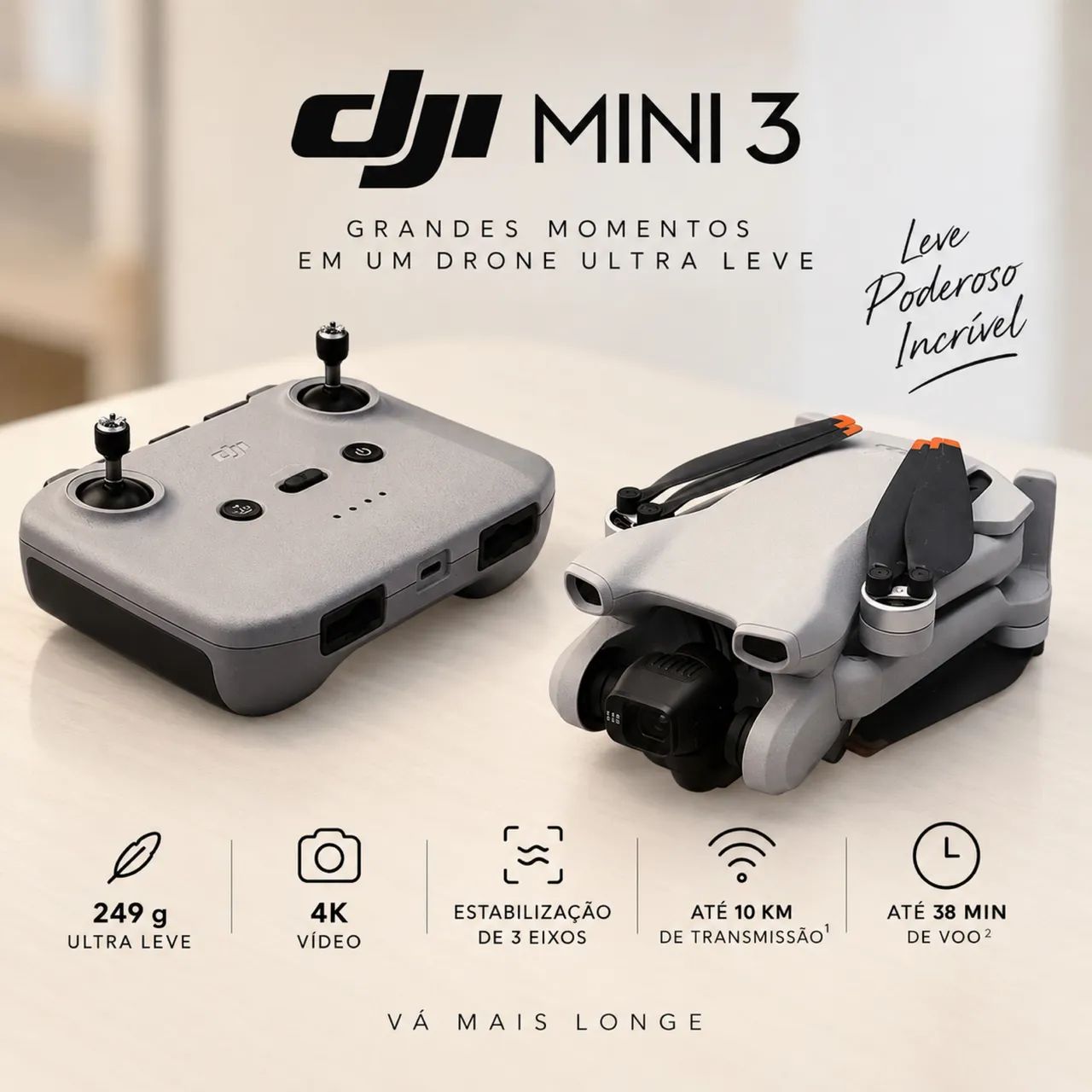 DJI Mini 3 Standard, com controle sem tela.