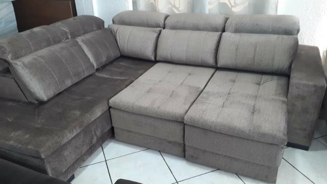 Sofá de canto 2,35 x 2,80 Retrátil e Reclinável com chaise