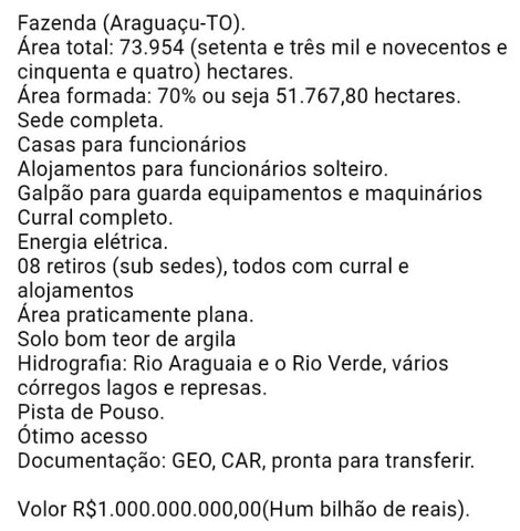 Fazenda em Araguaçu - TO - 73.954 hectares - Foto 4