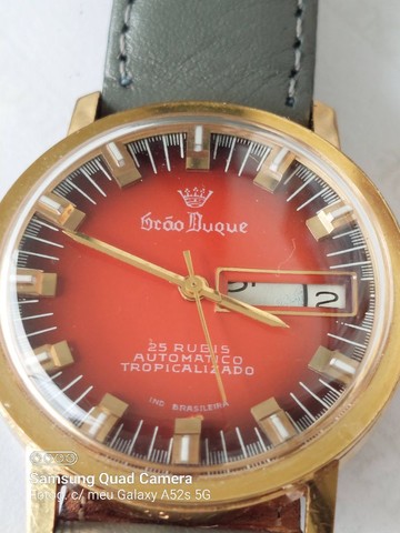 Relógio marca Grão Duque mostrador vermelho tamanho 35 mm