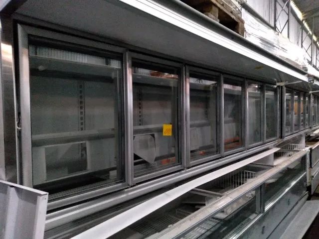 balcao congelado expositor combinado com portas superiores e ilha
