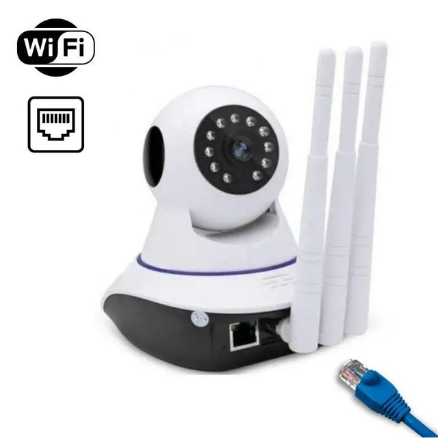 Super Camera de Segurança Wi-fi 3 Antenas cartão SD giratória 360° - Foto 4