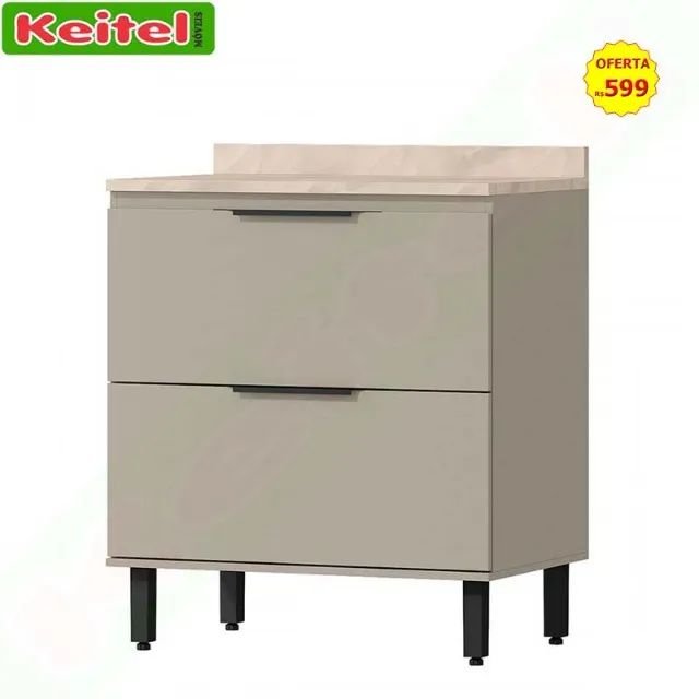 Balcão 2 portas de 80 Florença Fendi / Castanho 100% MDF