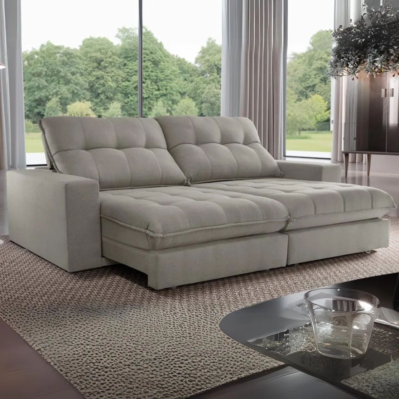 Sofá Retrátil e Reclinável Dublin 2,50 m Linho Prata tt543 - Foto 2