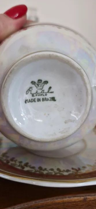 Xicara chá antiga,  filete de ouro  - Foto 3