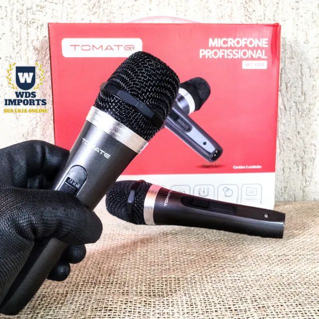 Microfone Duplo com Fio Profissional - Tomate - Foto 2