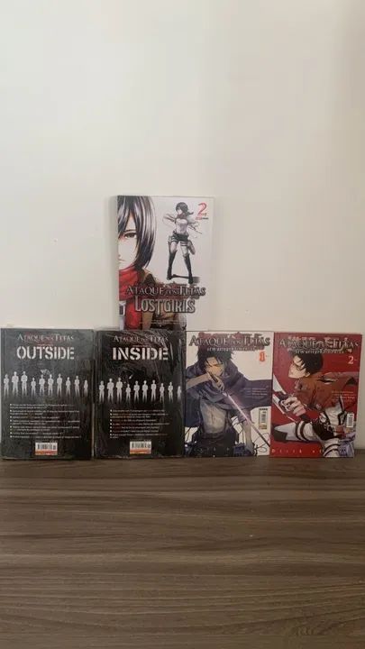 Coleção completa ataque dos titans 1-34+capa variante e manga levi+outside e inside  - Foto 3