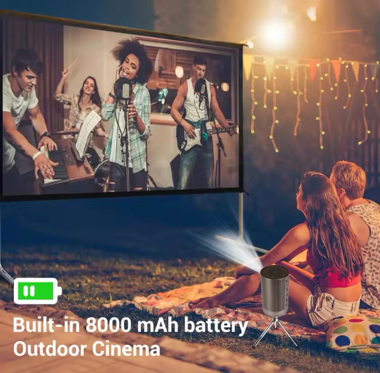 Projetor 4K 3D Portátil  com Bateria de 8000 mAh - Foto 5