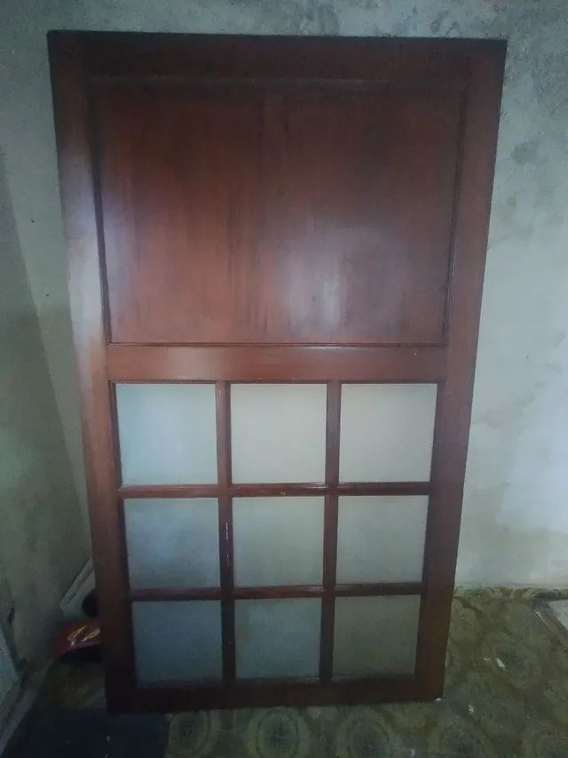 Porta / divisória de ambientes - madeira maciça com vidro jateado branco - Foto 3