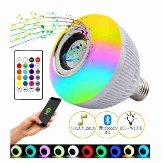 Lâmpada bluetooth musical led, controle 12w RGB - Foto 2