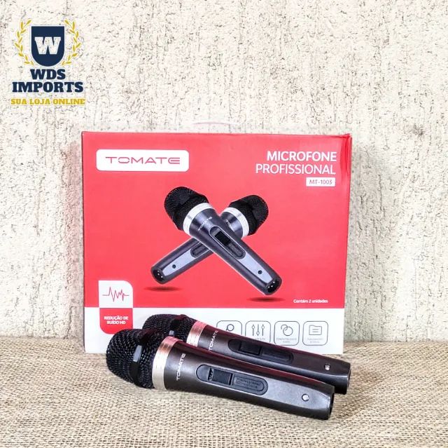 Microfone Duplo com Fio Profissional - Tomate - Foto 4
