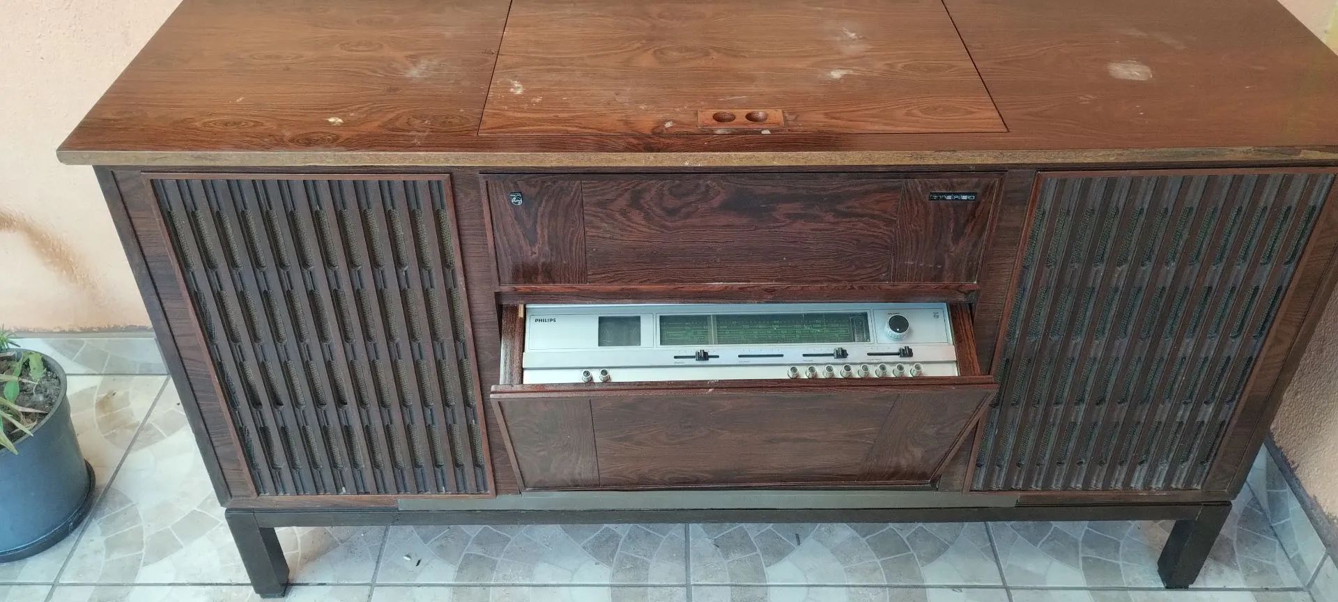  Balcão Rádio, radiola vitrola toca disco Philips Vintage