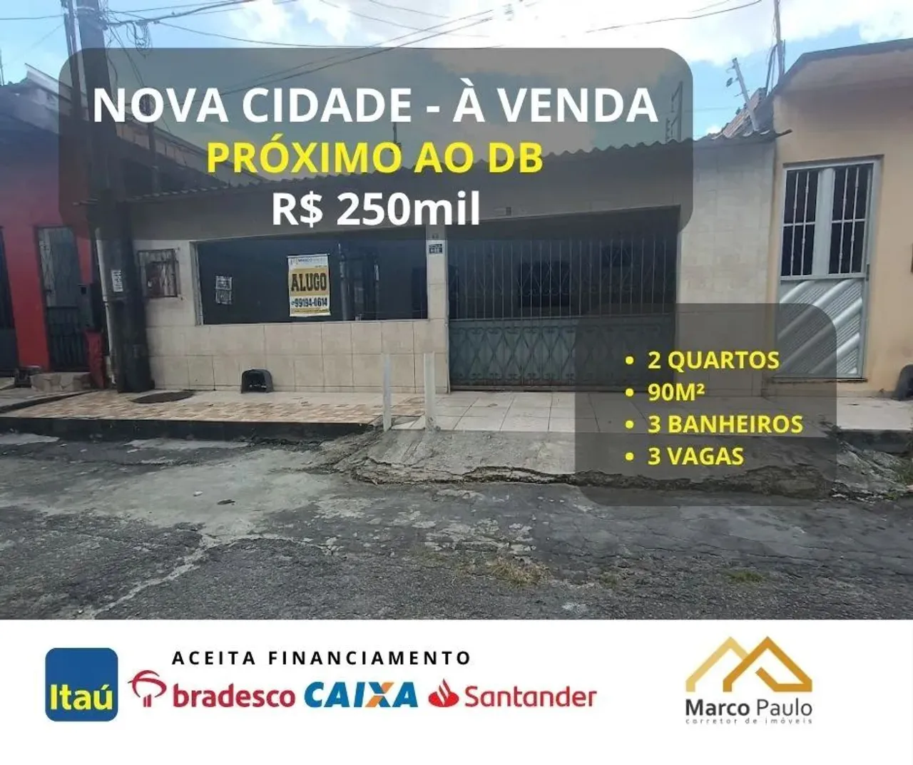 Casa no Nova Cidade - 2 Quartos - Aceita Financiamento.